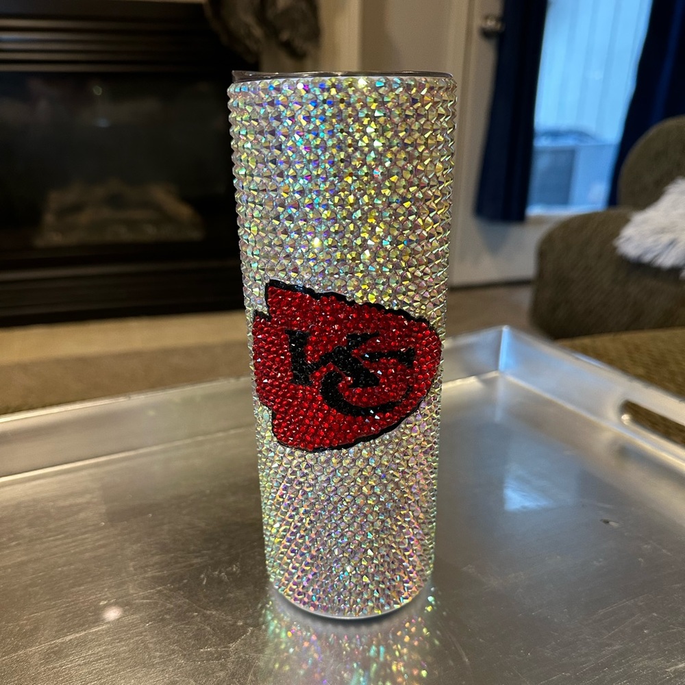 Handmade Kansas City Chiefs rhinestoned tumbler! Perfect gift for a chiefs fan!